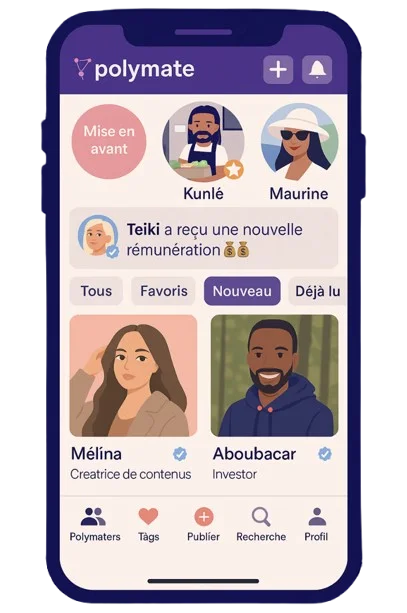 Interface Polymate - Mockup de l'application mobile